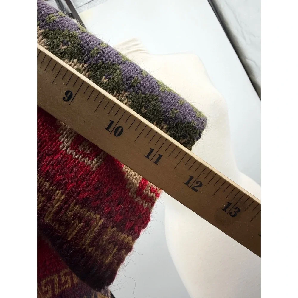 SanYork Fair Trade Scarf Womens OS Multi 100% Alpaca Knit Geometric Peru